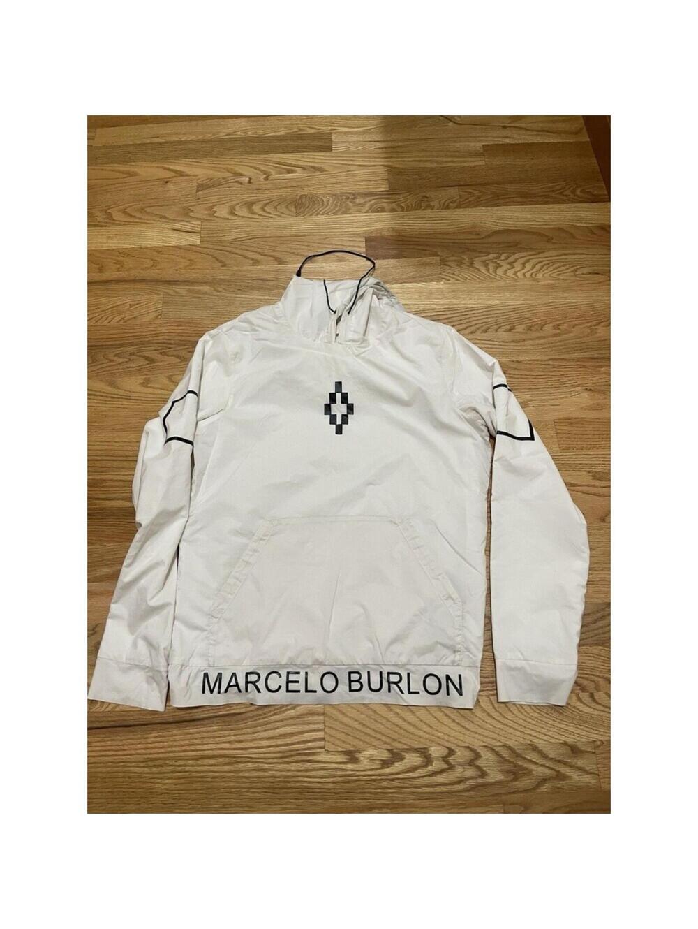 Youth Marcelo Burlon Cross Motive Lightweights White Hoodie Windbreaker M Medium